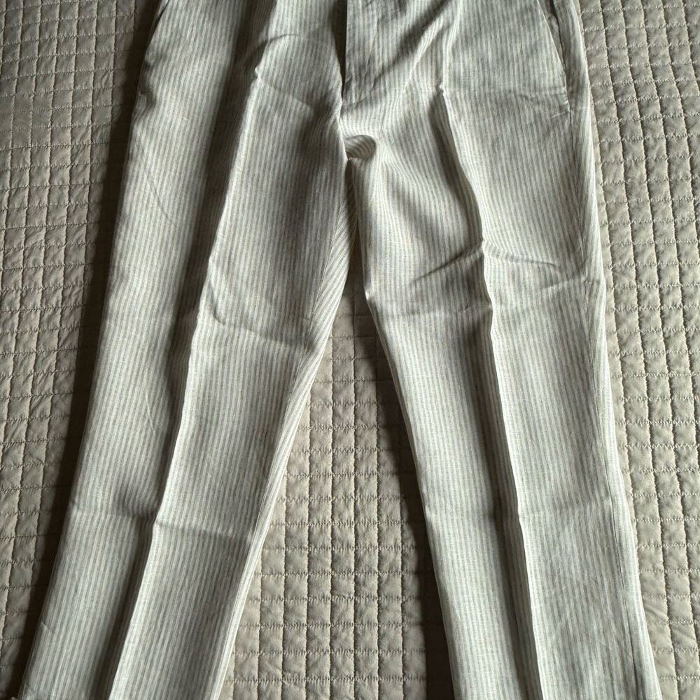 Cubavera 100% Linen Pants 36x30 • Beige Striped • Beach Resort Wear
